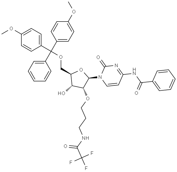 N4-Benzoyl-5’-O-DMTr-2’-O-(N3-trifluoroacetyl) aminopropyl cytidine Structural