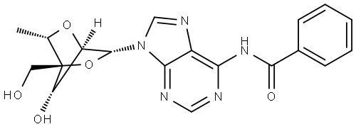 Benzamide, N-[9-[2,5-anhydro-6-deoxy-4-C-(hydroxymethyl)-α-L-mannofuranosyl]-9H-purin-6-yl]- Structural