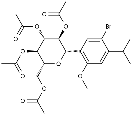 D-Glucitol, 1,5-anhydro-1-C-[5-bromo-2-methoxy-4-(1-methylethyl)phenyl]-, 2,3,4,6-tetraacetate, (1S)- Structural