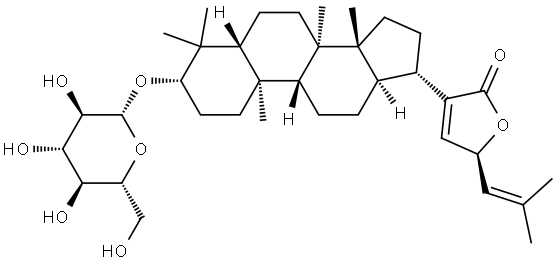 Dammara-20(22),24-dien-21-oic acid, 3-(β-D-glucopyranosyloxy)-23-hydroxy-, γ-lactone, (3β,23S)- Structural