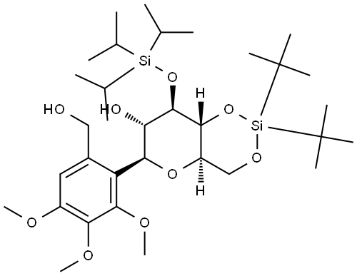 D-Glucitol, 1,5-anhydro-4,6-O-[bis(1,1-dimethylethyl)silylene]-1-C-[6-(hydroxymethyl)-2,3,4-trimethoxyphenyl]-3-O-[tris(1-methylethyl)silyl]-, (1S)- Structural