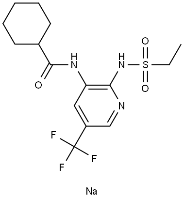 Cyclohexanecarboxamide, N-[2-[(ethylsulfonyl)amino]-5-(trifluoromethyl)-3-pyridinyl]-, sodium salt (1:1) Structural