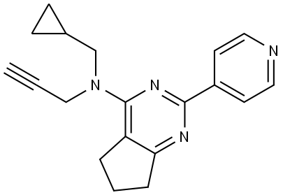 N-(cyclopropylmethyl)-N-(prop-2-yn-1-yl)-2-(pyridin-4-yl)-5H,6H,7H-cyclopenta[d]pyrimidin-4-amine Structural