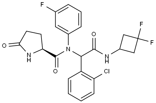 Glycinamide, 5-oxo-L-prolyl-2-(2-chlorophenyl)-N-(3,3-difluorocyclobutyl)-N2-(3-fluorophenyl)- Structural