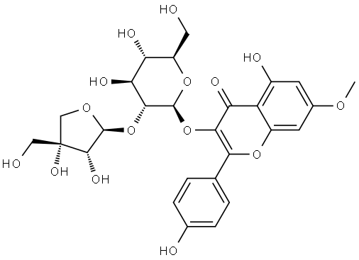 Rhamnocitrin 3-apiosyl-(1→2)-glucoside Structural