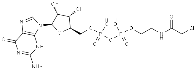 Guanosine 5'-(trihydrogen diphosphate), P'-[2-[(2-chloroacetyl)amino]ethyl] ester Structural