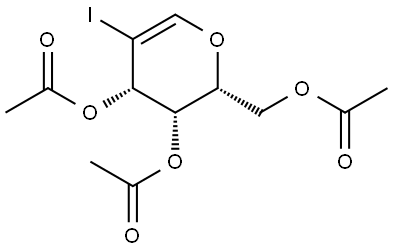 D-arabino-Hex-5-enitol, 2,6-anhydro-5-deoxy-5-iodo-, 1,3,4-triacetate Structural