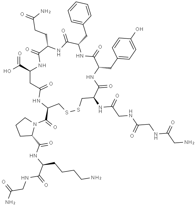 Vasopressin, N-[N-(N-glycylglycyl)glycyl]-5-L-β-aspartic acid-8-L-lysine- (9CI) Structural