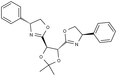Oxazole, 2,2'-[(4R,5R)-2,2-dimethyl-1,3-dioxolane-4,5-diyl]bis[4,5-dihydro-4-phenyl-, (4R,4'R)- (9CI) Structural