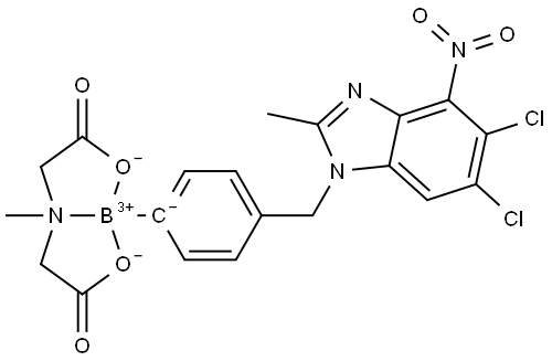 (T-4)-[N-[(Carboxy-κO)methyl]-N-methylglycinato(2-)-κN,κO][4-[(5,6-dichloro-2-methyl-4-nitro-1H-benzimidazol-1-yl)methyl]phenyl]boron Structural