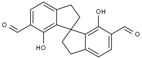 1,1′-Spirobi[1H-indene]-6,6′-dicarboxaldehyde, 2,2′,3,3′-tetrahydro-7,7′-dihydroxy-, (1R)- Structural