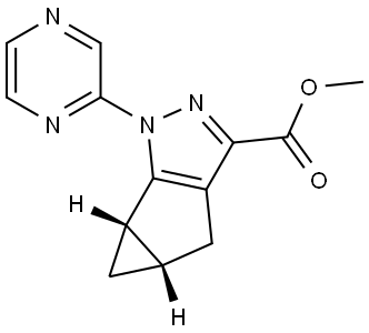 methyl   (4aS,5aS)-1-(pyrazin-2-yl)-4,4a,5,5a-tetrahydro-1H-cyclopropa[4,5]cyclopenta[1,2-c]pyrazole-3-carboxylate Structural
