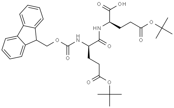 D-Glutamic acid, N-[(9H-fluoren-9-ylmethoxy)carbonyl]-D-α-glutamyl-, 5,5′-bis(1,1-dimethylethyl) ester Structural