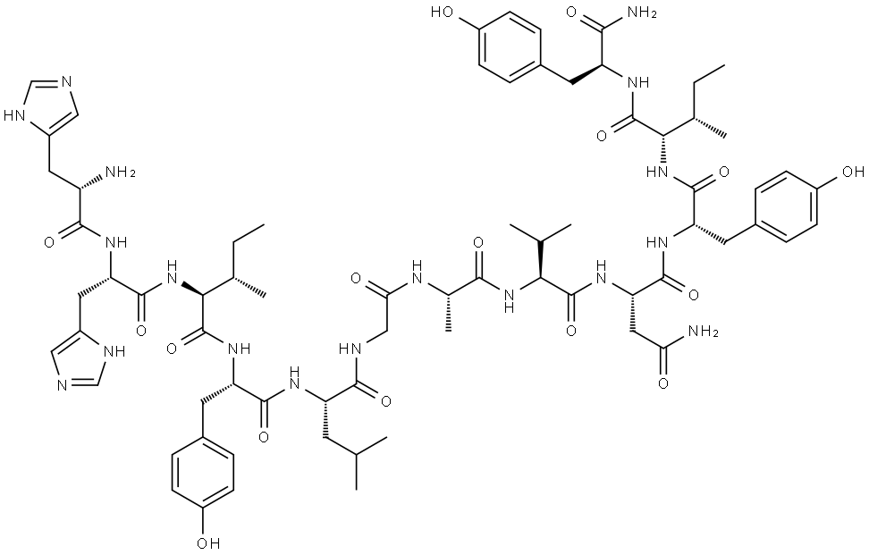 L-Tyrosinamide, L-histidyl-L-histidyl-L-isoleucyl-L-tyrosyl-L-leucylglycyl-L-alanyl-L-valyl-L-asparaginyl-L-tyrosyl-L-isoleucyl- Structural