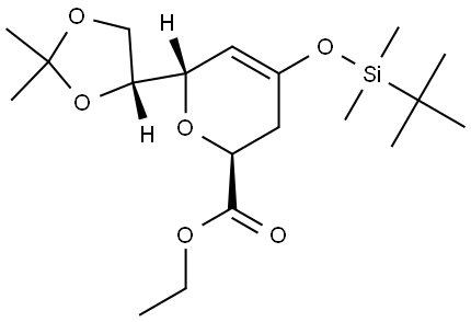 D-arabino-Oct-4-enonic acid, 2,6-anhydro-3,5-dideoxy-4-O-[(1,1-dimethylethyl)dimethylsilyl]-7,8-O-(1-methylethylidene)-, ethyl ester Structural