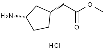 rac-methyl 2-((1R,3S)-3-aminocyclopentyl)acetate hydrochloride, cis Structural