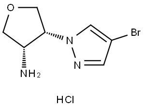 rac-(3R,4S)-4-(4-bromo-1H-pyrazol-1-yl)oxolan-3-amine hydrochloride, cis Structural