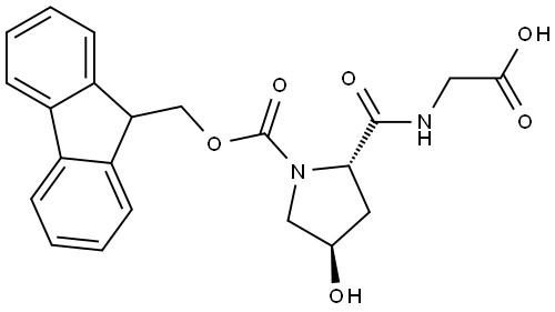 N-[Fmoc-(4R)-4-hydroxy-L-prolyl]-glycine Structural