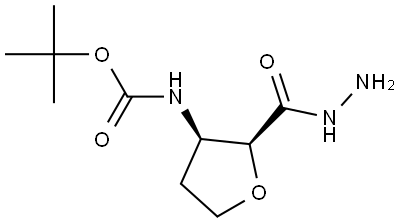 rac-tert-butyl N-[(2R,3S)-2-(hydrazinecarbonyl)oxolan-3-yl]carbamate, cis Structural