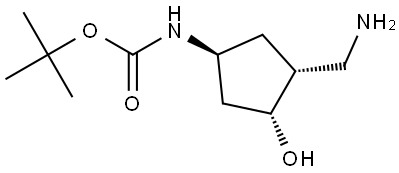 rac-tert-butyl N-[(1R,3S,4S)-3-(aminomethyl)-4-hydroxycyclopentyl]carbamate Structural
