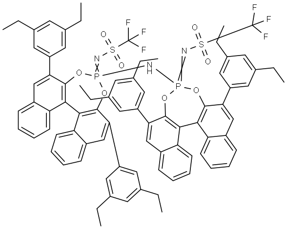 Methanesulfonamide, N-[(11bS)-4-[[(11bS)-2,6-bis(3,5-diethylphenyl)-4-[(trifluoromethyl)amino]-4λ5-dinaphtho[2,1-d:1′,2′-f][1,3,2]dioxaphosphepin-4-ylidene]amino]-2,6-bis(3,5-diethylphenyl)-4λ5-dinaphtho[2,1-d:1′,2′-f][1,3,2]dioxaphosphepin-4-ylidene]-1,1,1-trifluoro- Structural