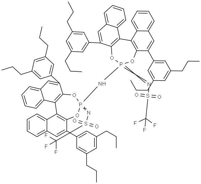N-((11bS)-4-((2,6-Bis(3,5-dipropylphenyl)-4-(((trifluoromethyl)sulfonyl)imino)-4l5-dinaphtho[2,1-d:1',2'-f][1,3,2]dioxaphosphepin-4-yl)imino)-2,6-bis(3,5-dipropylphenyl)-4l5-dinaphtho[2,1-d:1',2'-f][1,3,2]dioxaphosphepin-4-yl)-1,1,1-trifluoromethanesulfonamide Structural