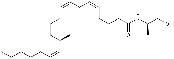 5,8,11,14-Eicosatetraenamide, N-[(1R)-2-hydroxy-1-methylethyl]-13-methyl-, (5Z,8Z,11Z,13S,14Z)- Structural