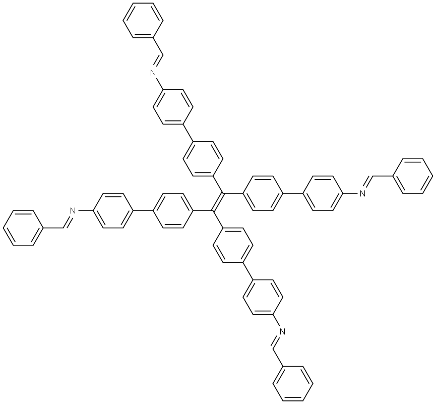 (1E,1'E,1''E,1'''E)-N,N',N'',N'''-(ethene-1,1,2,2-tetrayltetrakis([1,1'-biphenyl]-4',4-diyl))tetrakis(1-phenylmethanimine) Structural