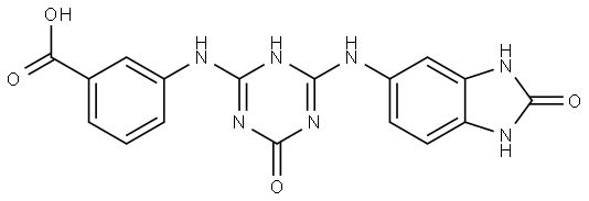 Benzoic acid, 3-[[4-[(2,3-dihydro-2-oxo-1H-benzimidazol-5-yl)amino]-5,6-dihydro-6-oxo-1,3,5-triazin-2-yl]amino]- Structural