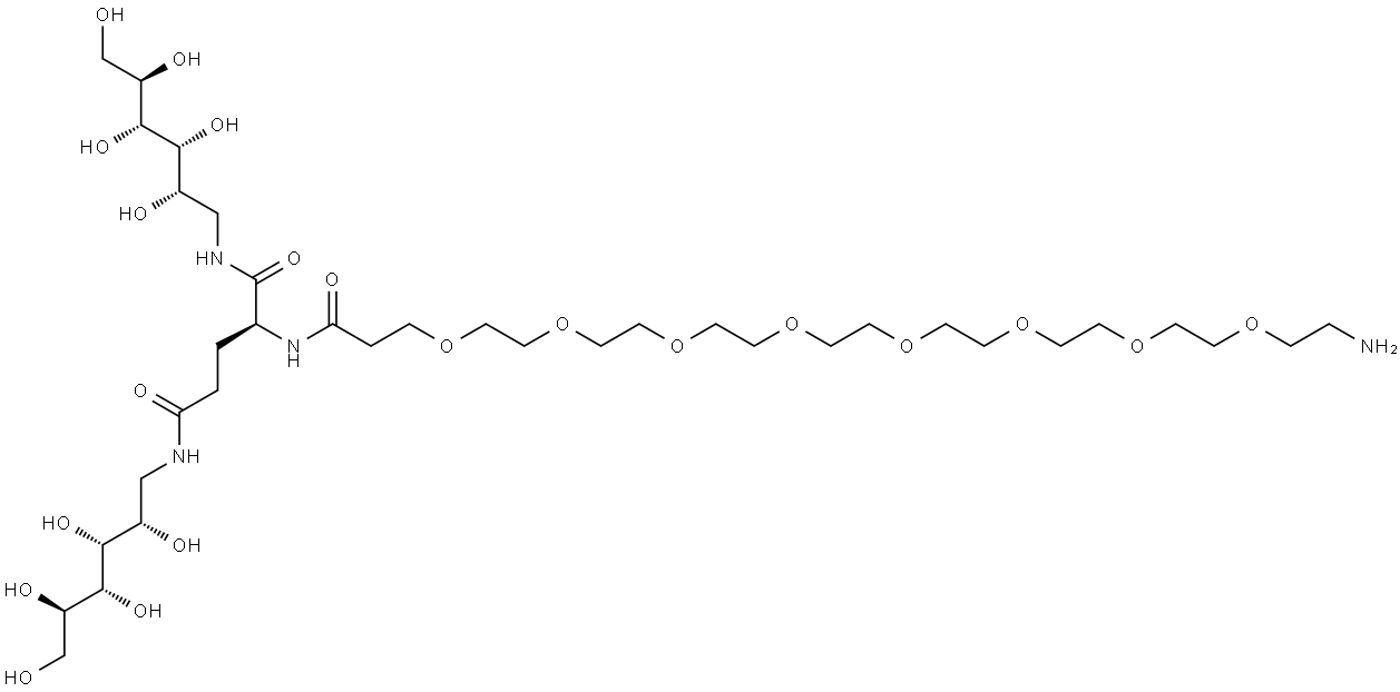 D-Glucitol, 1,1′-[[(2S)-2-[(27-amino-1-oxo-4,7,10,13,16,19,22,25-octaoxaheptacos-1-yl)amino]-1,5-dioxo-1,5-pentanediyl]diimino]bis[1-deoxy- Structural