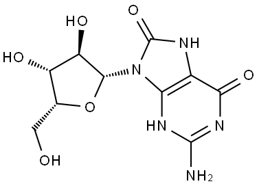 1H-Purine-6,8-dione, 2-amino-7,9-dihydro-9-β-D-xylofuranosyl- Structural