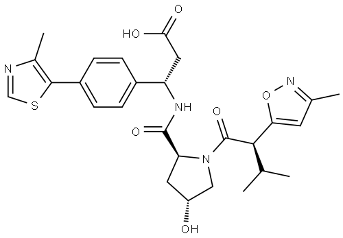 β-Alanine, (4R)-4-hydroxy-1-[(2R)-3-methyl-2-(3-methyl-5-isoxazolyl)-1-oxobutyl]-L-prolyl-3-[4-(4-methyl-5-thiazolyl)phenyl]-, (3S)- Structural