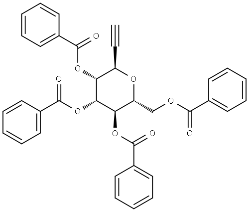 (2R,3R,4R,5R,6R)-2-((benzoyloxy)methyl)-6-ethynyltetrahydro-2H-pyran-3,4,5-triyl tribenzoate Structural