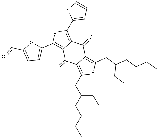 2-Thiophenecarboxaldehyde, 5-[5,7-bis(2-ethylhexyl)-4,8-dioxo-3-(2-thienyl)-4H,8H-benzo[1,2-c:4,5-c′]dithien-1-yl]- Structural