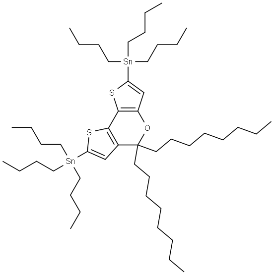 (5,5-dioctyl-5H-dithieno[3,2-b:2',3'-d]pyran-2,7-diyl)bis(tributylstannane) Structural