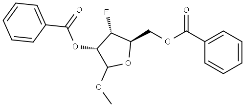 1-O-Methyl-2,5-di-O-benzoyl-3-deoxy-3-fluoro-α,β-D-ribofuranose Structural