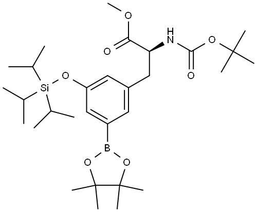L-Phenylalanine, N-[(1,1-dimethylethoxy)carbonyl]-3-(4,4,5,5-tetramethyl-1,3,2-dioxaborolan-2-yl)-5-[[tris(1-methylethyl)silyl]oxy]-, methyl ester Structural