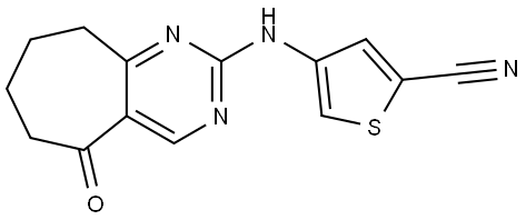 4-((5-Oxo-6,7,8,9-tetrahydro-5H-cyclohepta[d]pyrimidin-2-yl)amino)thiophene-2-carbonitrile Structural