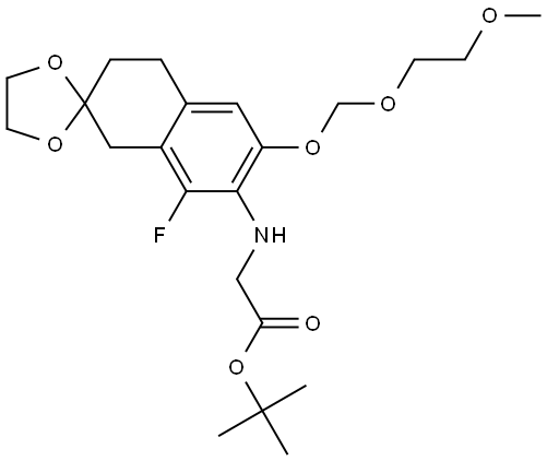 Glycine, N-[8′-fluoro-3′,4′-dihydro-6′-[(2-methoxyethoxy)methoxy]spiro[1,3-dioxolane-2,2′(1′H)-naphthalen]-7′-yl]-, 1,1-dimethylethyl ester Structural