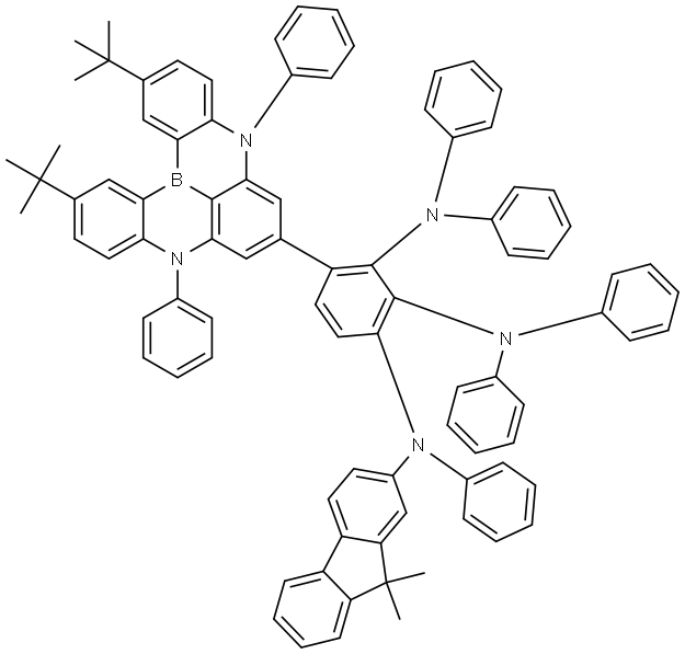 1,2,3-Benzenetriamine, 4-[2,12-bis(1,1-dimethylethyl)-5,9-diphenyl-5H,9H-[1,4]benzazaborino[2,3,4-kl]phenazaborin-7-yl]-N1-(9,9-dimethyl-9H-fluoren-2-yl)-N1,N2,N2,N3,N3-pentaphenyl- Structural