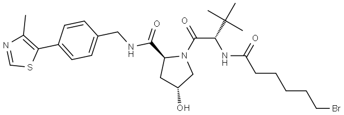 L-Prolinamide, N-(6-bromo-1-oxohexyl)-3-methyl-L-valyl-4-hydroxy-N-[[4-(4-methyl-5-thiazolyl)phenyl]methyl]-, (4R)- Structural