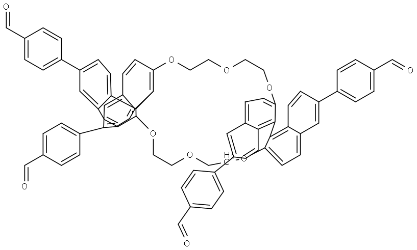 4,4',4'',4'''-(12,13,15,16,31,32,34,35-Octahydrotetranaphtho[2,1-h:1',2'-j:2'',1''-s:1''',2'''-u][1,4,7,12,15,18]hexaoxacyclodocosine-2,7,21,26-tetrayl)tetrabenzaldehyde Structural