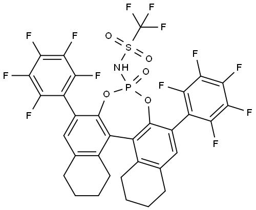 1,1,1-Trifluoro-N-((11bS)-4-oxido-2,6-bis(perfluorophenyl)-8,9,10,11,12,13,14,15-octahydrodinaphtho[2,1-d:1',2'-f][1,3,2]dioxaphosphepin-4-yl)methanesulfonamide Structural