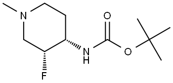 tert-butyl ((3R,4S)-3-fluoro-1-methylpiperidin-4-yl)carbamate Structural