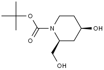 1-Piperidinecarboxylic acid, 4-hydroxy-2-(hydroxymethyl)-, 1,1-dimethylethyl ester, (2R,4S)-rel- Structural