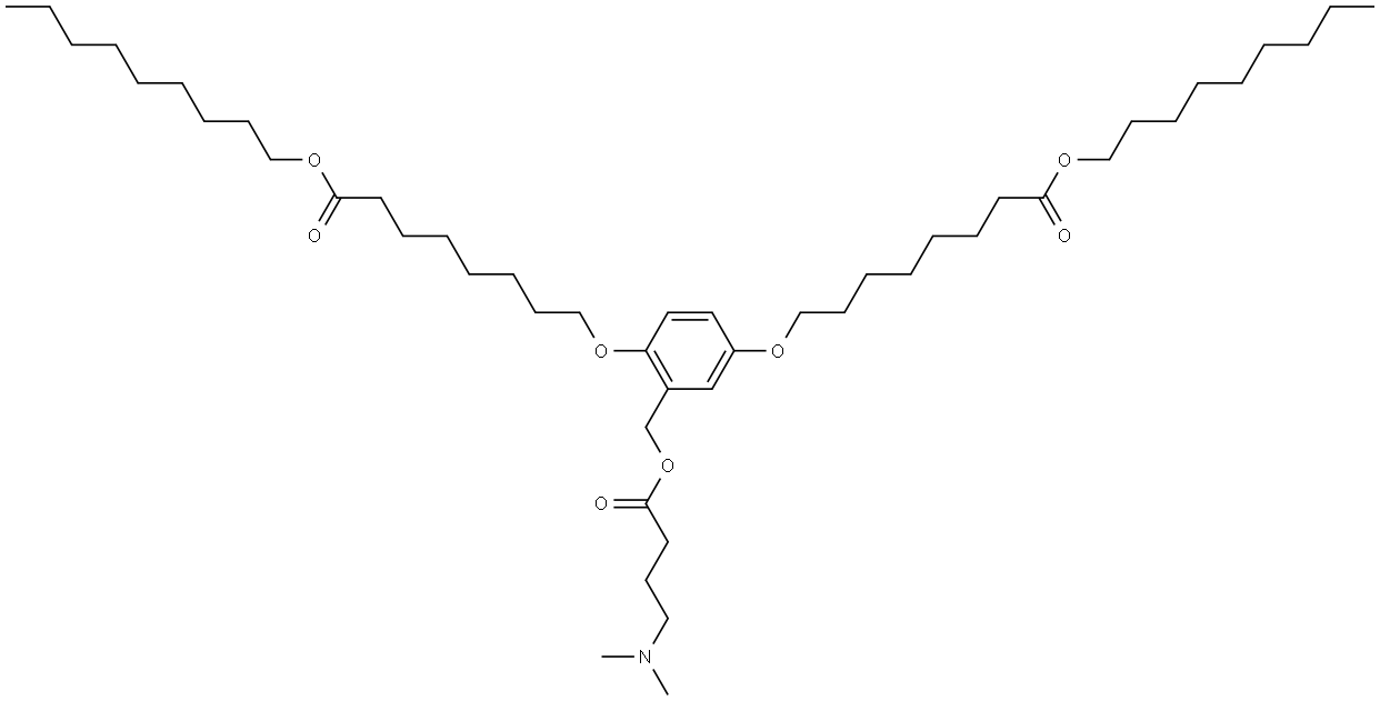 Octanoic acid, 8,8′-[[2-[[4-(dimethylamino)-1-oxobutoxy]methyl]-1,4-phenylene]bis(oxy)]bis-, 1,1′-dinonyl ester Structural