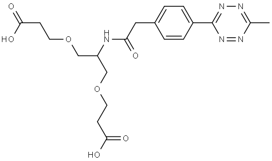Propanoic acid, 3,3′-[[2-[[2-[4-(6-methyl-1,2,4,5-tetrazin-3-yl)phenyl]acetyl]amino]-1,3-propanediyl]bis(oxy)]bis- Structural