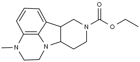 1H-Pyrido[3′,4′:4,5]pyrrolo[1,2,3-de]quinoxaline-8(7H)-carboxylic acid, 2,3,6b,9,10,10a-hexahydro-3-methyl-, ethyl ester Structural