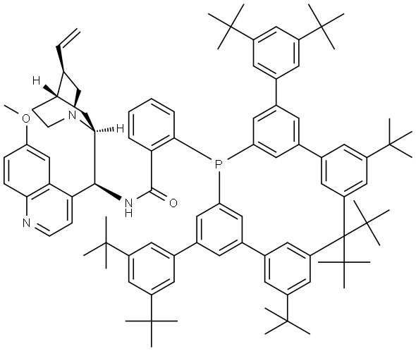 Benzamide, 2-[bis[3,3′′,5,5′′-tetrakis(1,1-dimethylethyl)[1,1′:3′,1′′-terphenyl]-5′-yl]phosphino]-N-[(8α,9S)-6′-methoxycinchonan-9-yl]- Structural