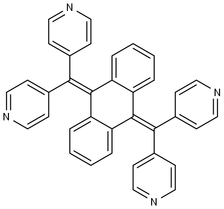 Pyridine, 4,4′,4′′,4′′′-(9,10-anthracenediylidenedimethanetetrayl)tetrakis- Structural